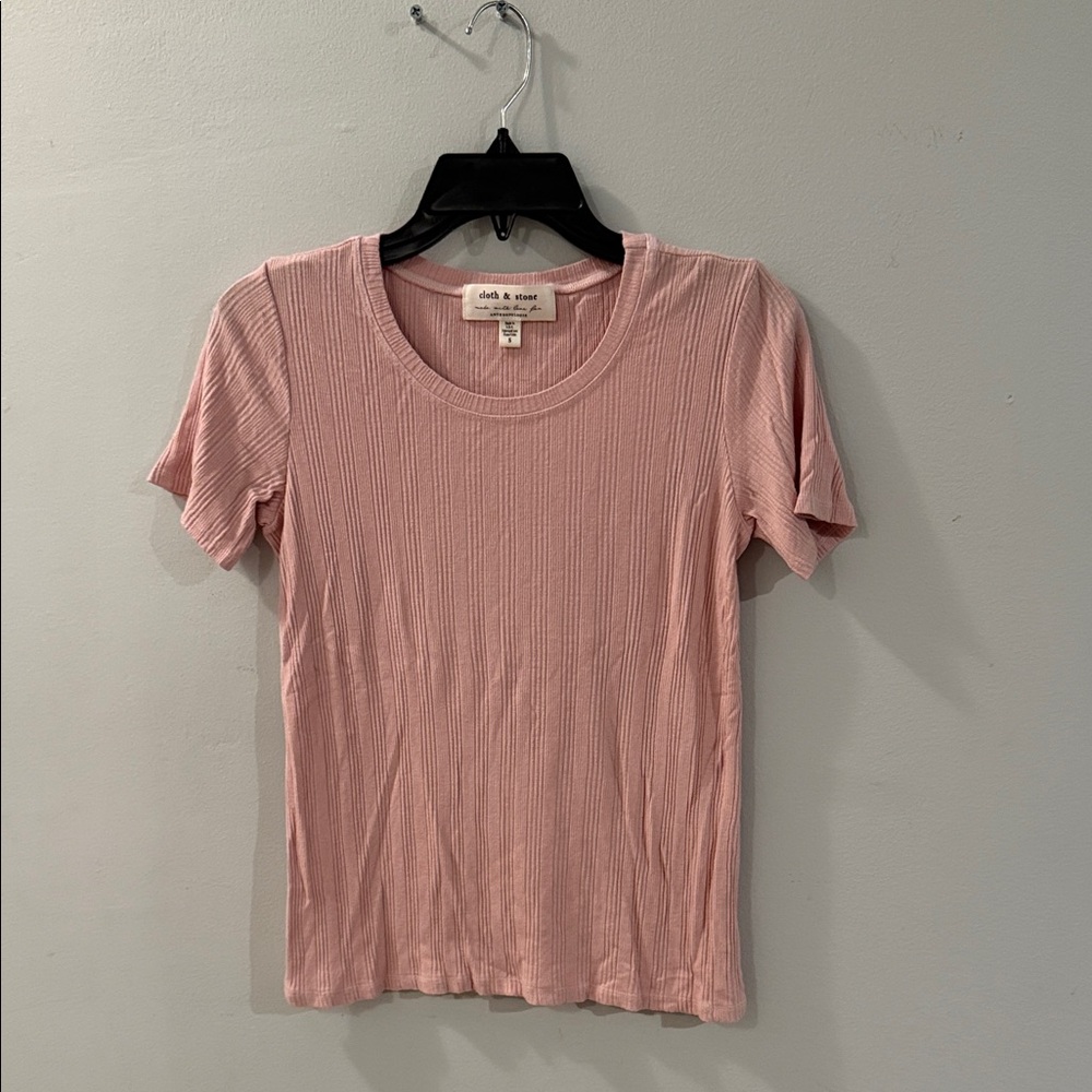 Cloth & Stone Blush Ribbed Short Sleeve Tee